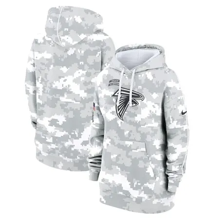 Women's Atlanta Falcons  Arctic Camo 2024 Salute To Service Club Fleece Pullover Hoodie