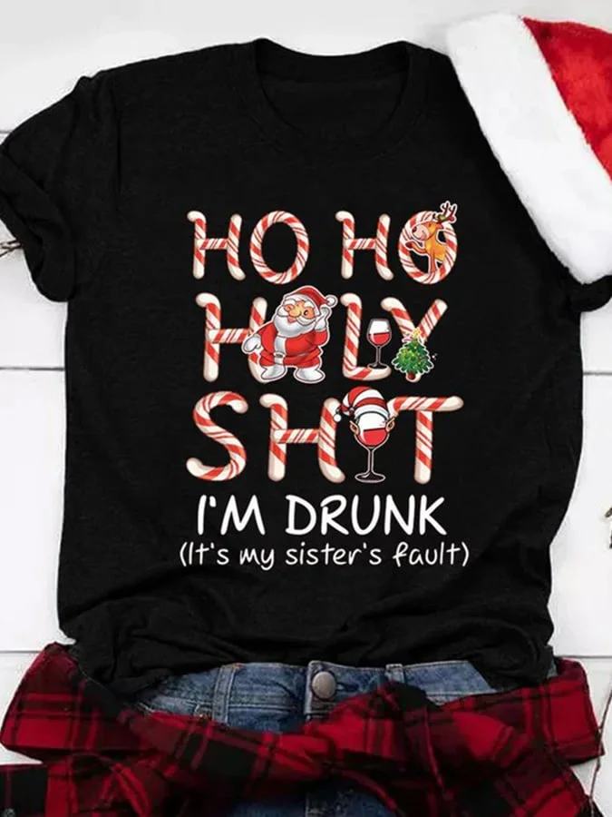 Christmas Print Short Sleeve Casual T-Shirt