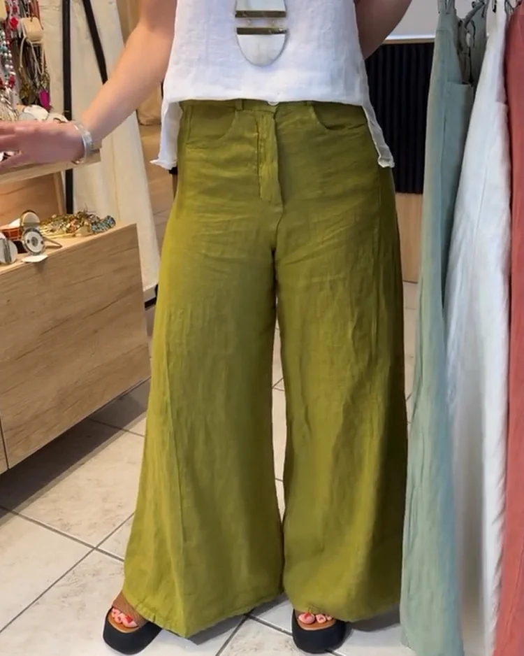 Cotton And Linen Casual Wide Leg Pants