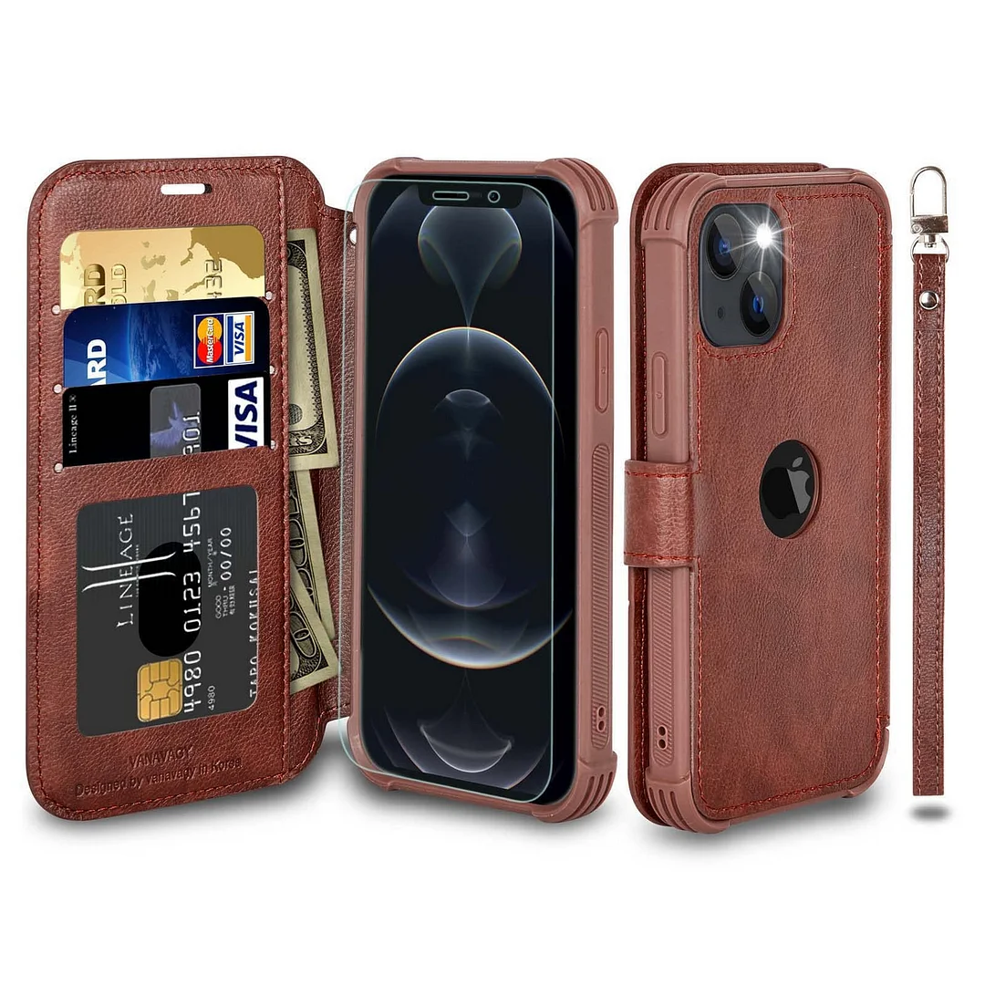 VANAVAGY Wallet Case for Apple iPhone 14 5G 6.1 inch