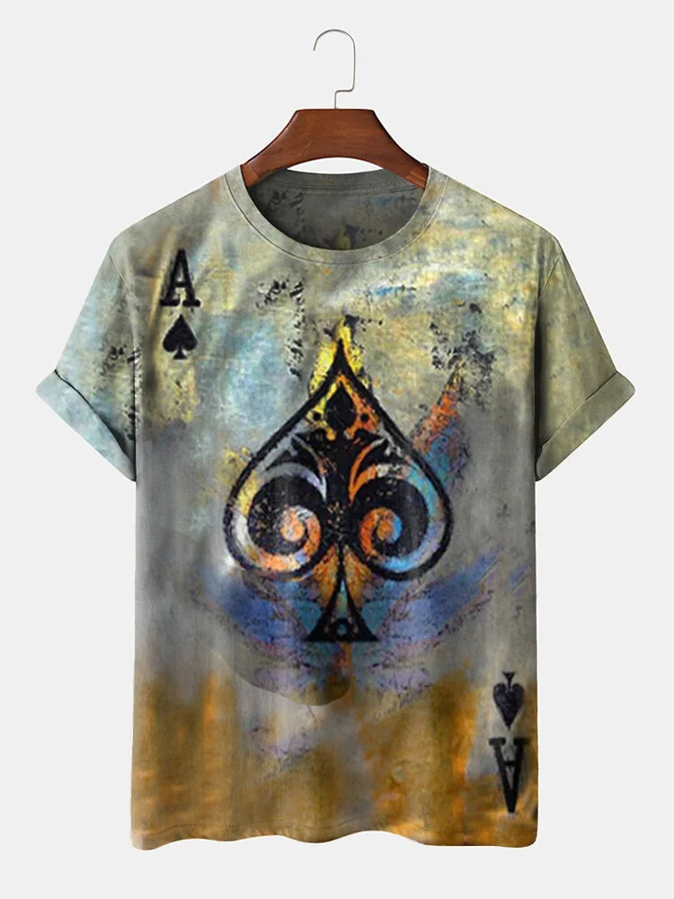 Ace Of Spades Print Short-Sleeved T-Shirt