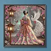 Sakura Garden Hanfu Lady Special Shaped DIY Partial Drill Diamond Painting Kit for Adults Beginners Home Decor Diamonds Paintings Gem Art 30x30cm
