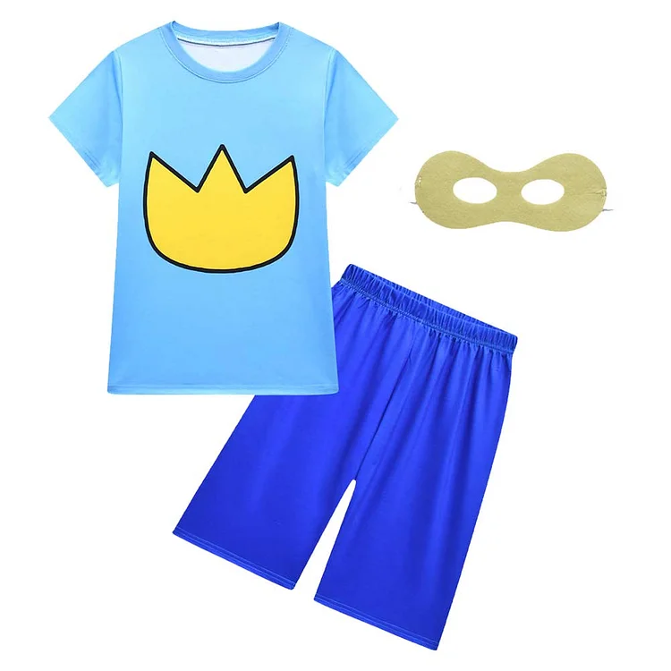 Kids Children Dog Man (2025) Dog Man Blue Shirt Shorts Outfits Cosplay Halloween Costume