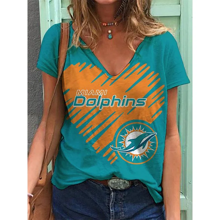 Miami Dolphins Lightweight Short Sleeve V-Neck T-Shirt