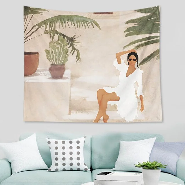 Abstract  nordic Geometric Tapestry Tropic Modern Art Brown Wall Hanging ins Tapestry Decorative Tapestry For Home Decoration