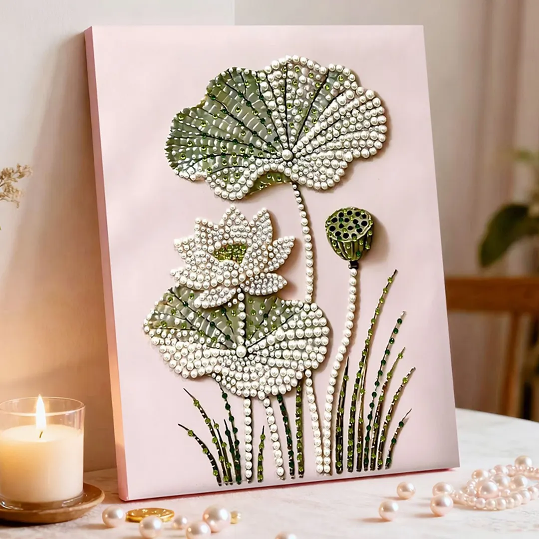 Lotus - DIY Pearl Diamond Art Kit With Frame 40*50cm