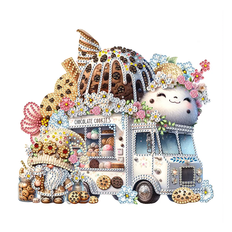 Goblin And Cookie Ice Cream Truck 30*30CM(Canvas) Special Shaped Drill Diamond Painting gbfke