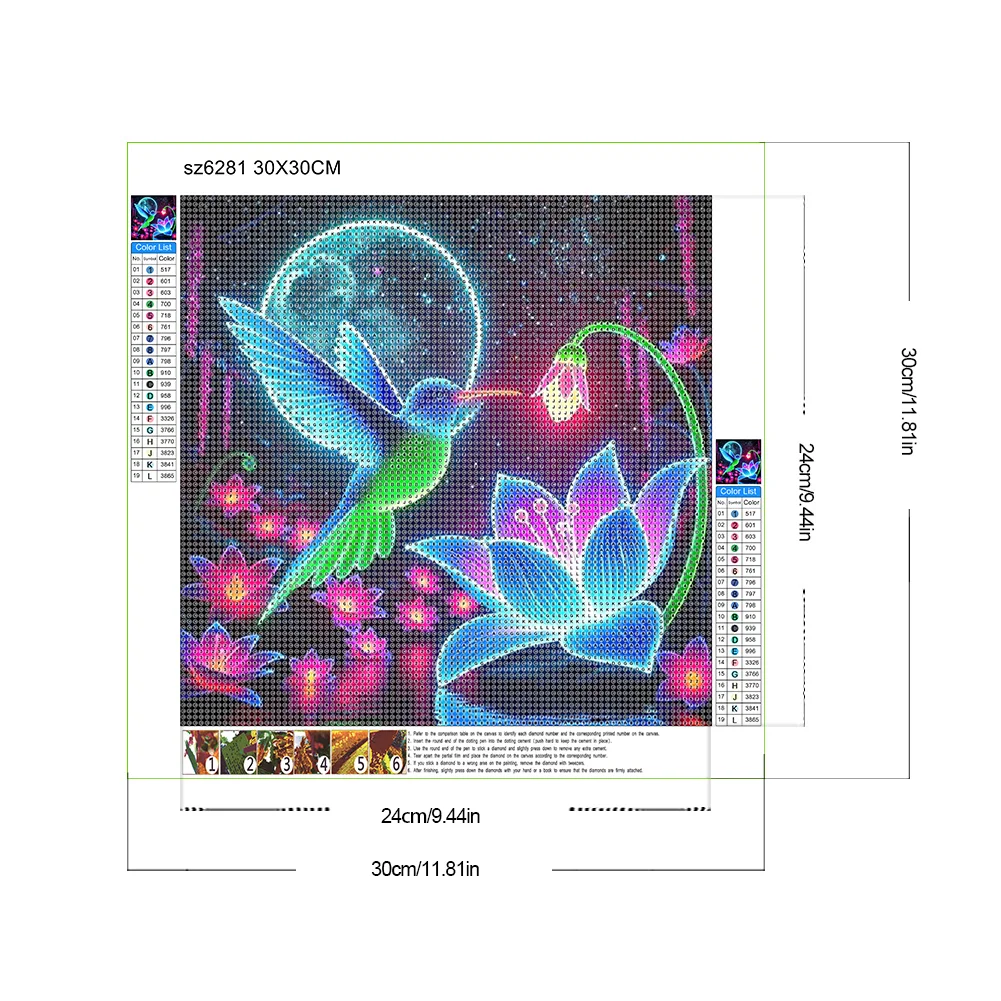 Diamond Painting - Full Round Drill - Flowers Hummingbird(Canvas|40*40cm)
