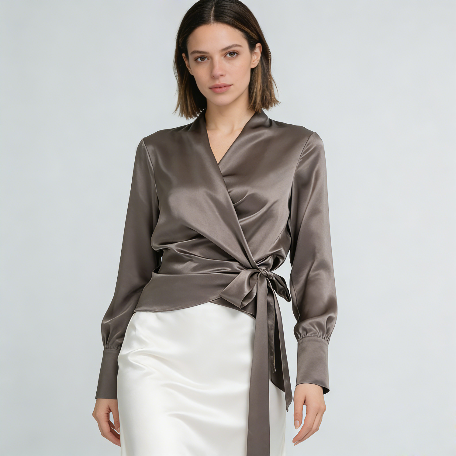 Women's Waist Strap Silk Blouse REAL SILK LIFE