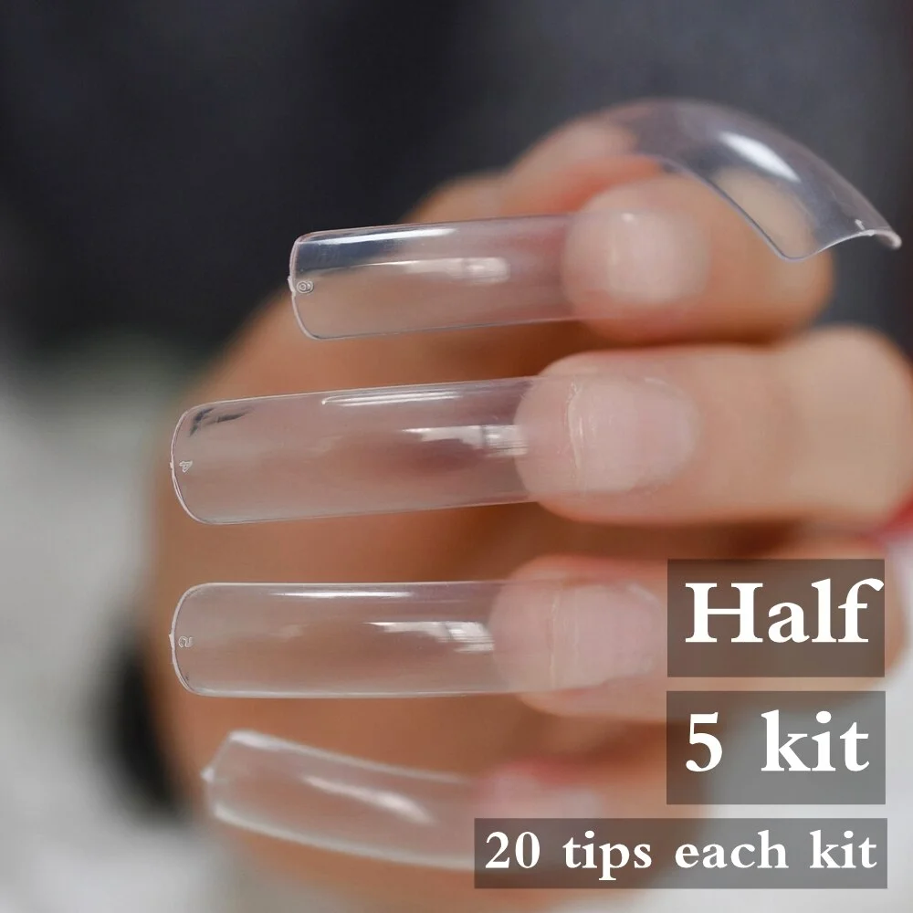 24pcs/kit White French Manicure Half Nail Tips Transparent Square French Nails DIY Nail extension Tip-Nail Inspo