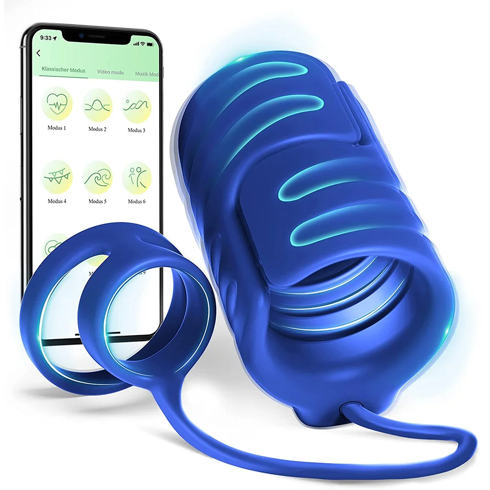 App Remote Control Penis Sleeve With Double Rings