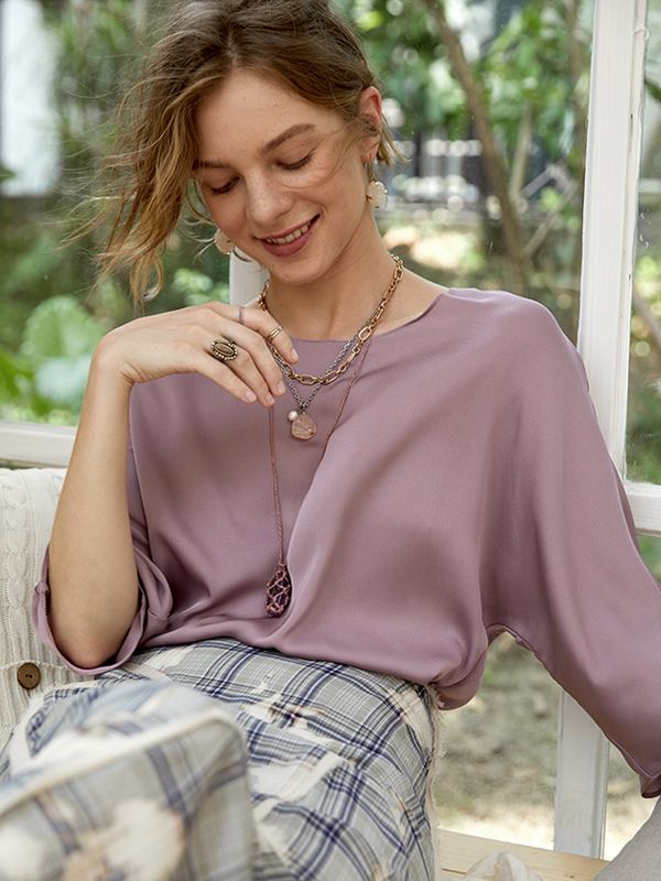 Silk blouse Minimalist Style-Chouchouhome