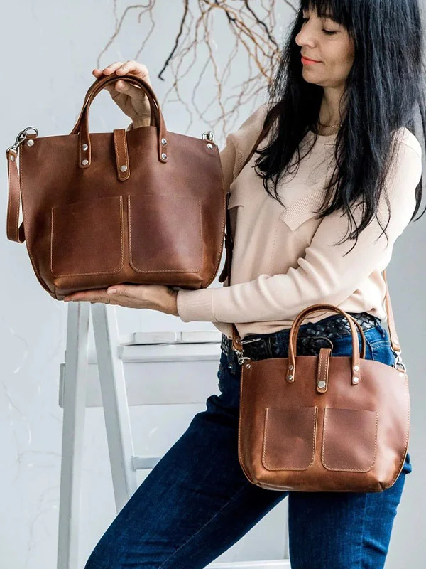 Vintage Tote Bag With Wooden Handles