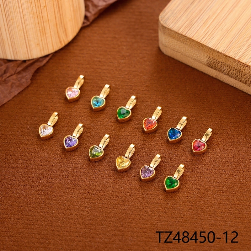 1 Piece 12*6mm 45cm 304 Stainless Steel Zircon Heart Shape Jewelry Accessories Pendant Chain