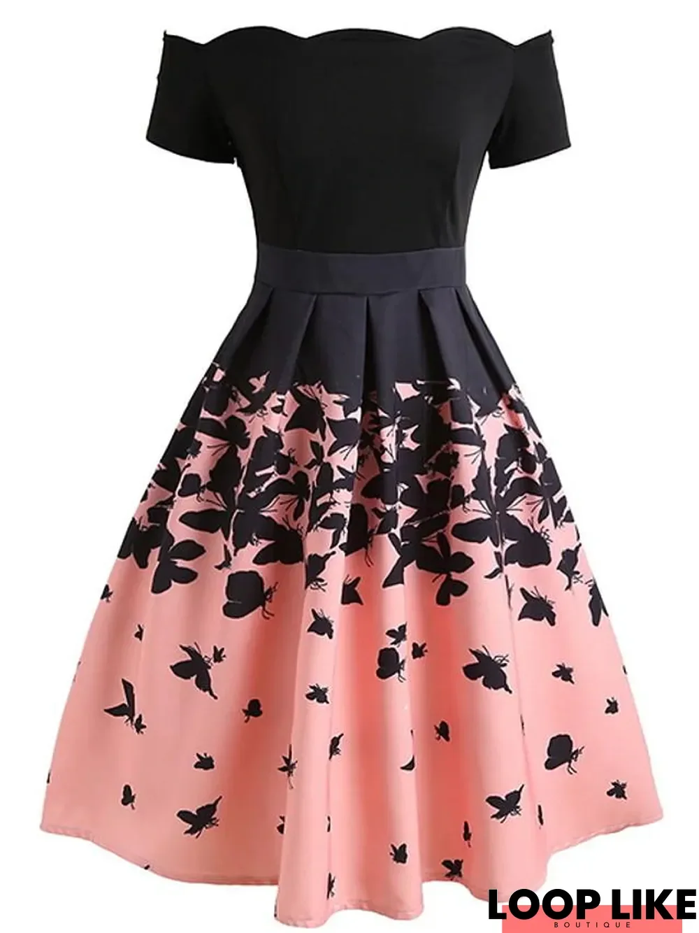 Women's A-Line Dress Knee Length Dress Short Sleeve Color Block Hot Elegant Blushing Pink Black Dresses