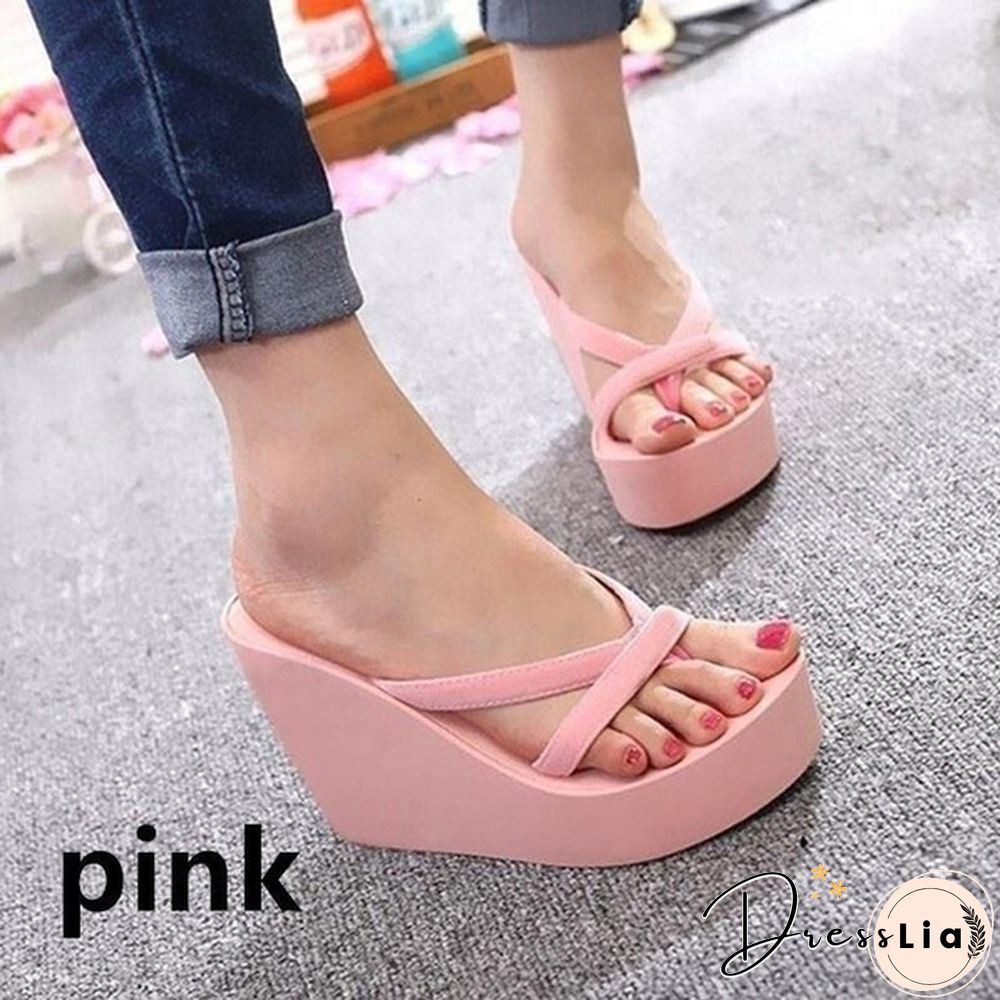 7 Colors Fashion Women Summer Casual Flip Flops Beach Slippers Sandals Summer Wedge Sandals Shoes