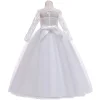 Kid Girl Long Bridesmaid Bow Gown Princess Party Wedding Dress