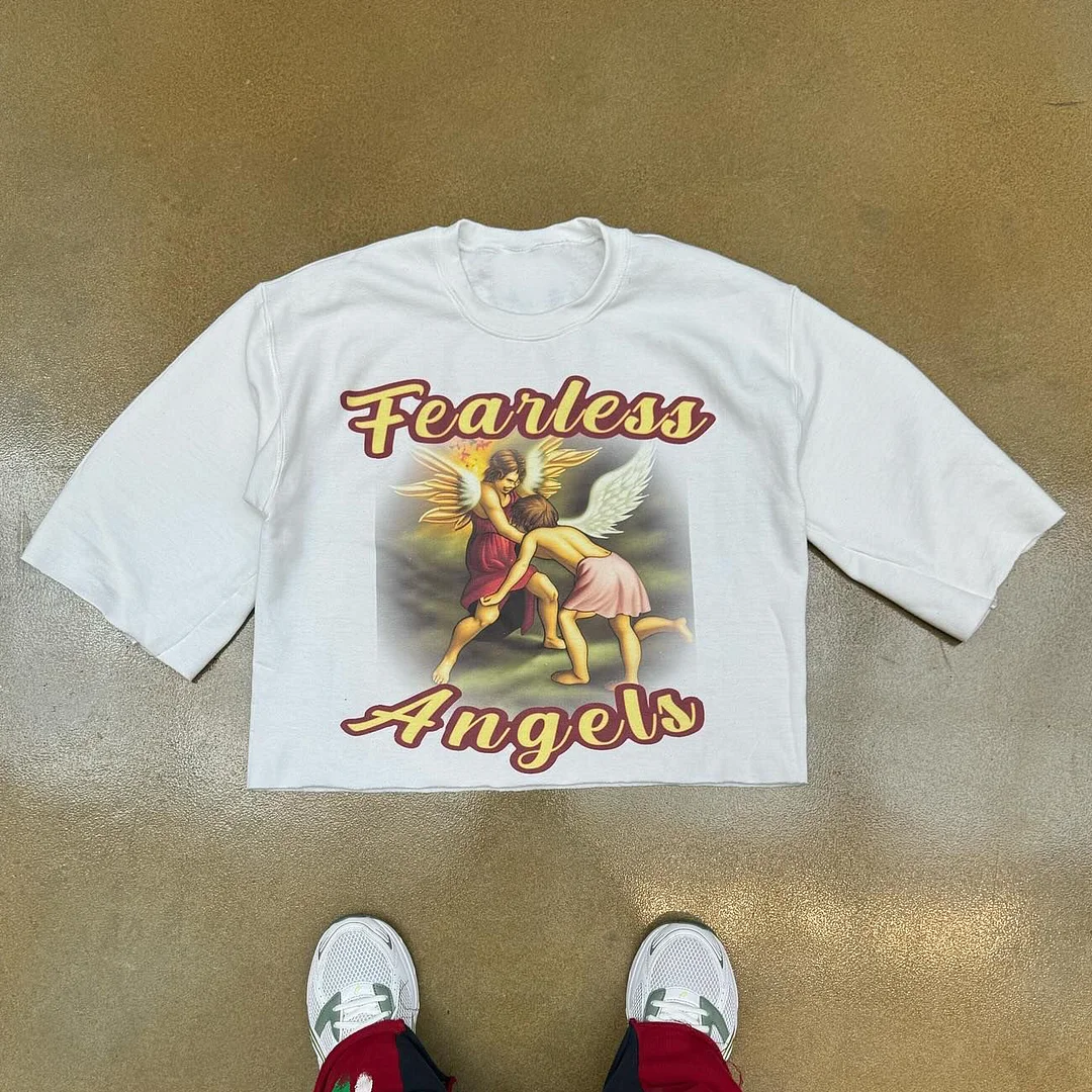 Fearless Angels Printed Three-quarter Sleeve T-shirt
