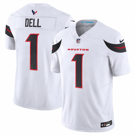 Men's Houston Texans #1 Tank Dell White 2024 Vapor F.U.S.E. Limited Stitched jersey
