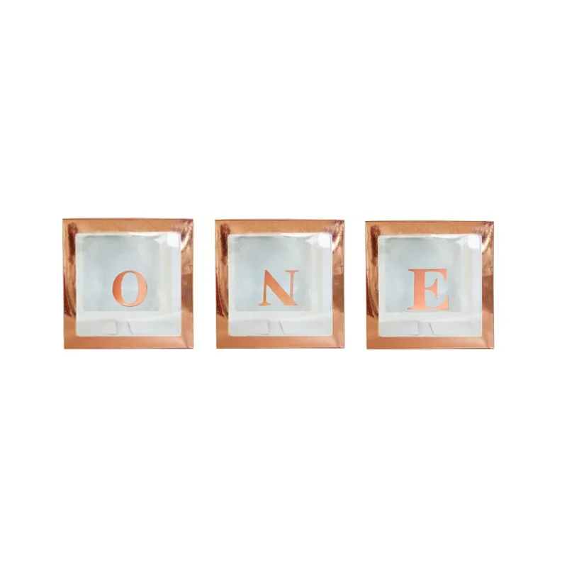 Rose Gold Transparent Letter A-Z Box Custom Baby Name Balloon Baby Shower Box Girl First 1st Birthday Party Decor Kids Babyshowe