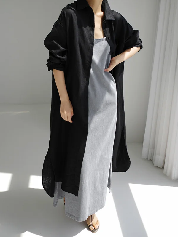 Lapel Colorful Print Long Sleeve Dress