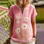 Women's Breast Cancer Awareness Daisy Flower T-shirt - Image 2