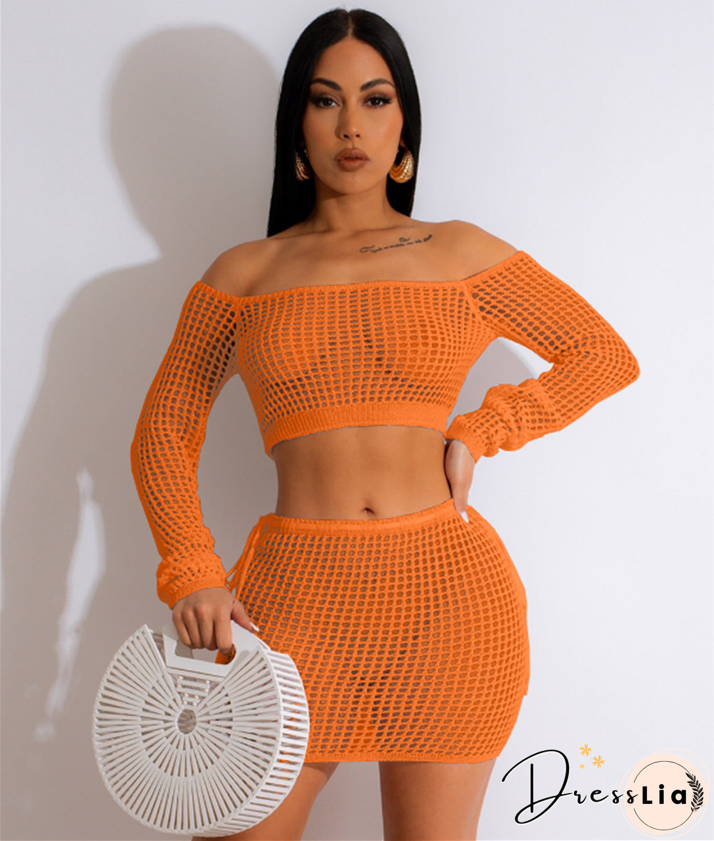 Beachwear Knitted Crochet Cover Ups 2 Piece Sets