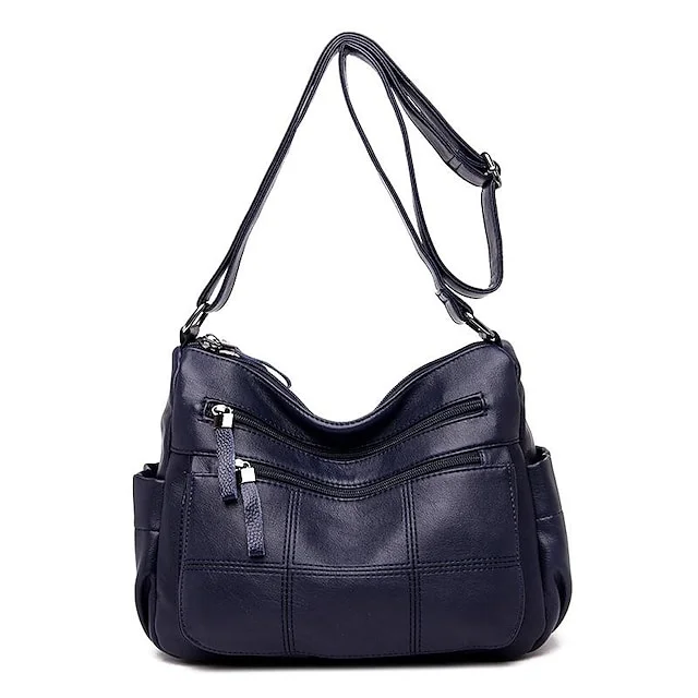 Women's Shoulder Bag PU Leather Office Daily Large Capacity Waterproof Breathable Solid Color Wine Black Blue socialshop