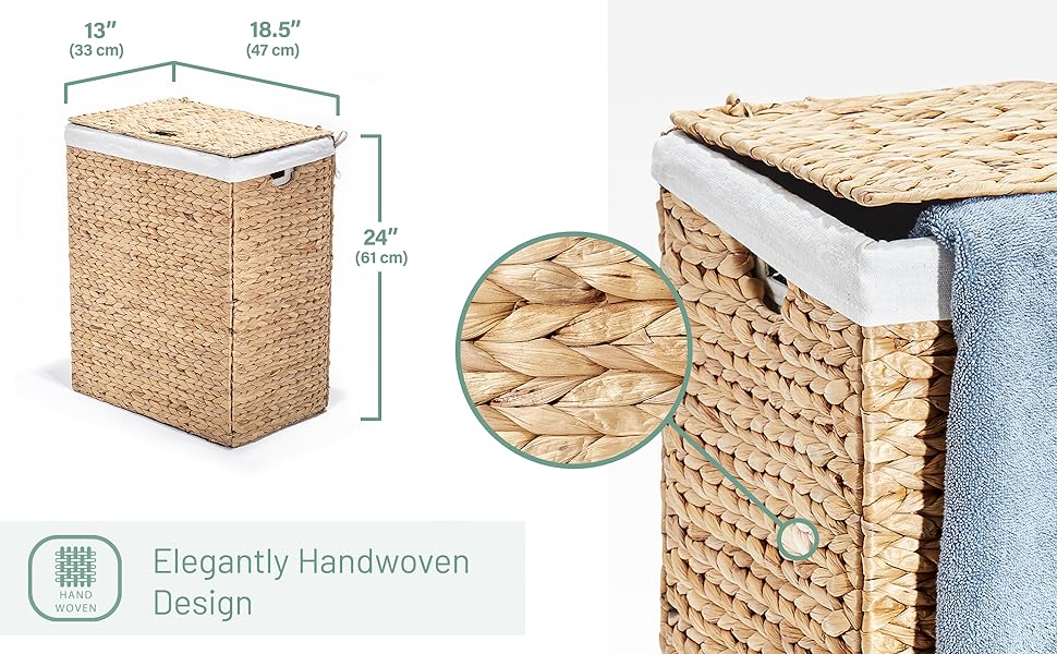 dimensions, material, hamper