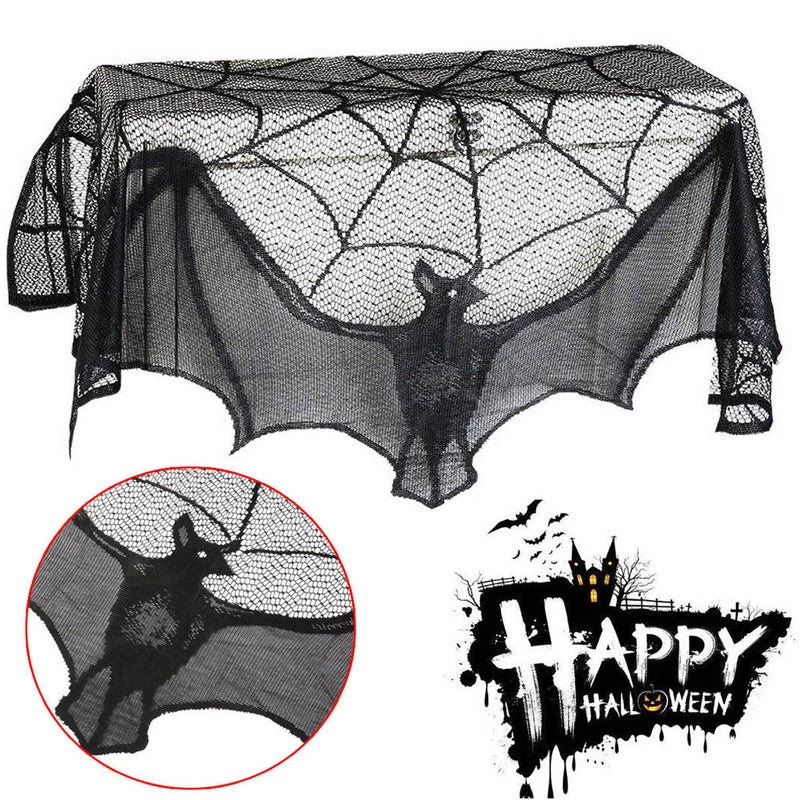 Halloween Curtain Black Lace Spider Web Bat Curtain Halloween Door Curtain Halloween Decoration