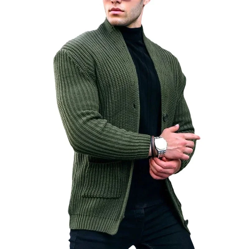Wongn Wongn Casual Men's Cardigan Long Sleeve Loose Solid Color Pocket Button Slim Men's Autumn And Winter New Sweater