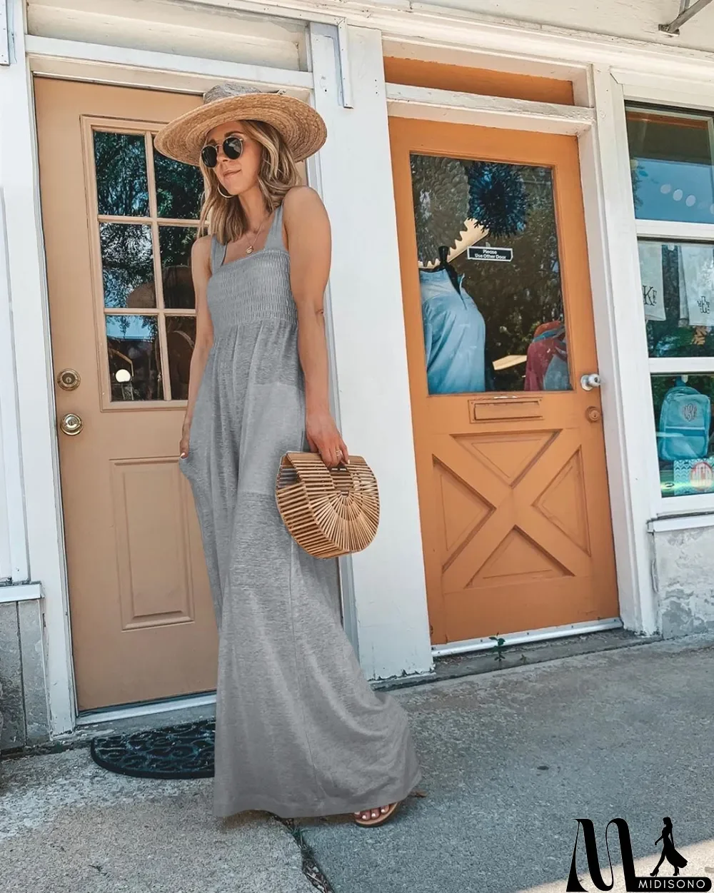 MidiSono - Summer Wide Straps Wide Legges Jumpsuit