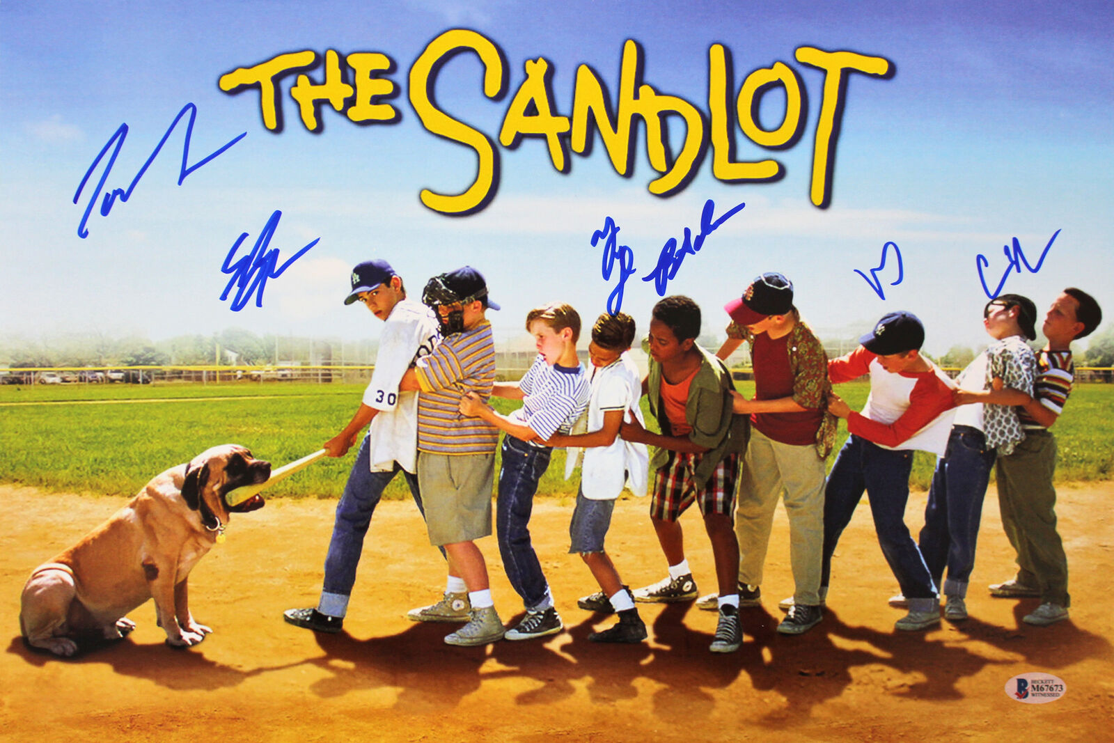 The Sandlot (6) Guiry, Leopardi, Adams +3 Signed 12x18 Photo Poster painting BAS Witnessed 1