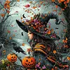 Halloween Witch Crow Pumpkin-Full Round Diamond Painting 40*40CM