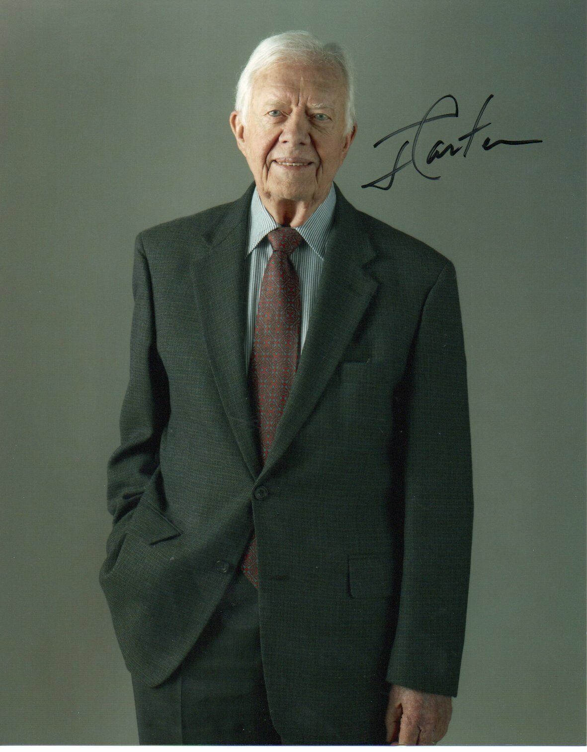 Jimmy Carter Ex Us President Signed 10 by 8 inches Genuine Photo Poster painting Autograph