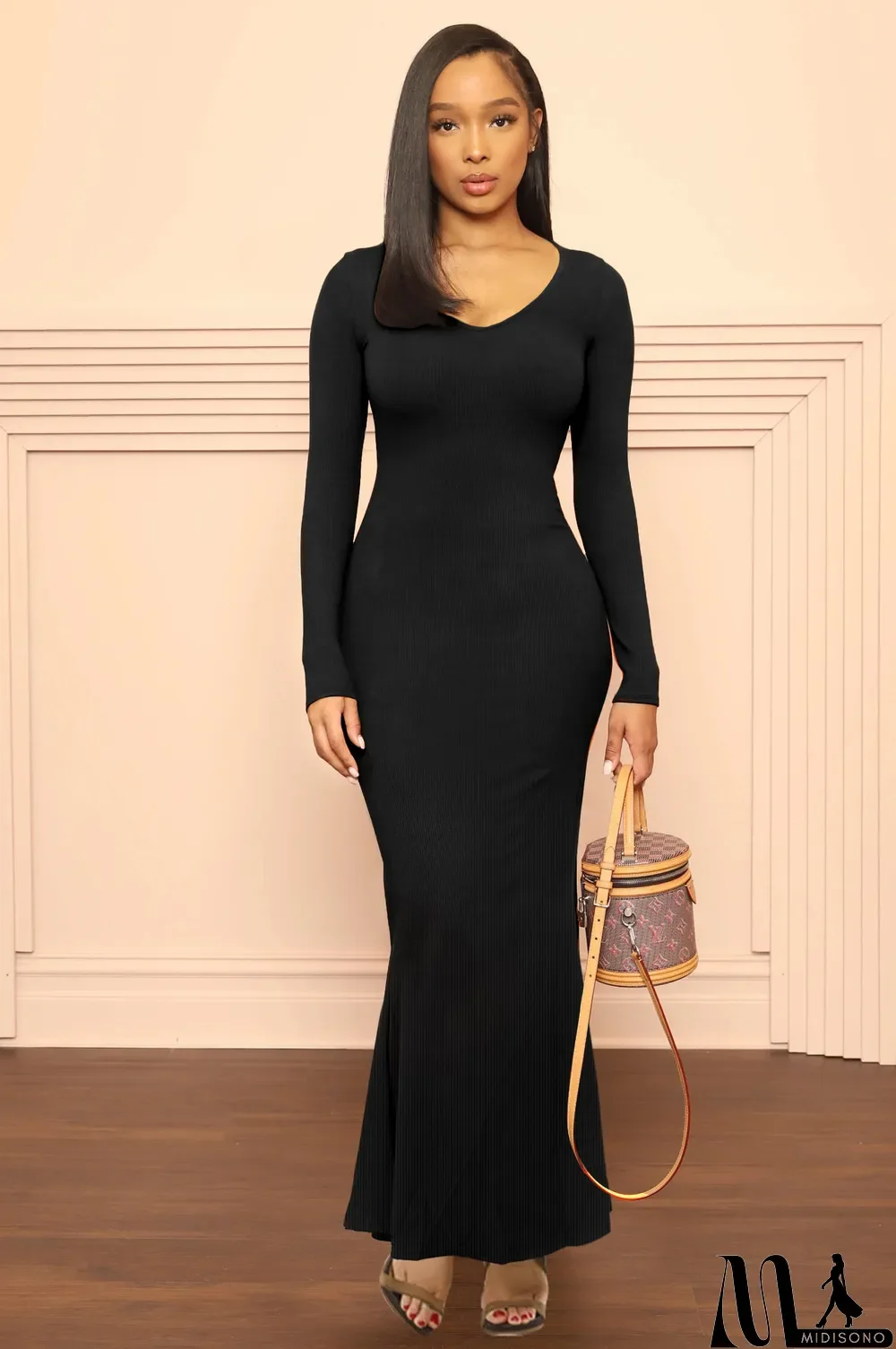 MidiSono - Women Fall V-Neck Long Sleeve Slim Mermaid Skirt