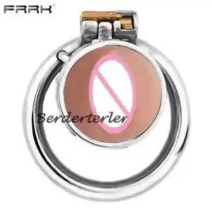 pornhint Pornhint Spiked Circle Ring Male Stainless Steel Chastity Cage with Pussy Shape Tube
