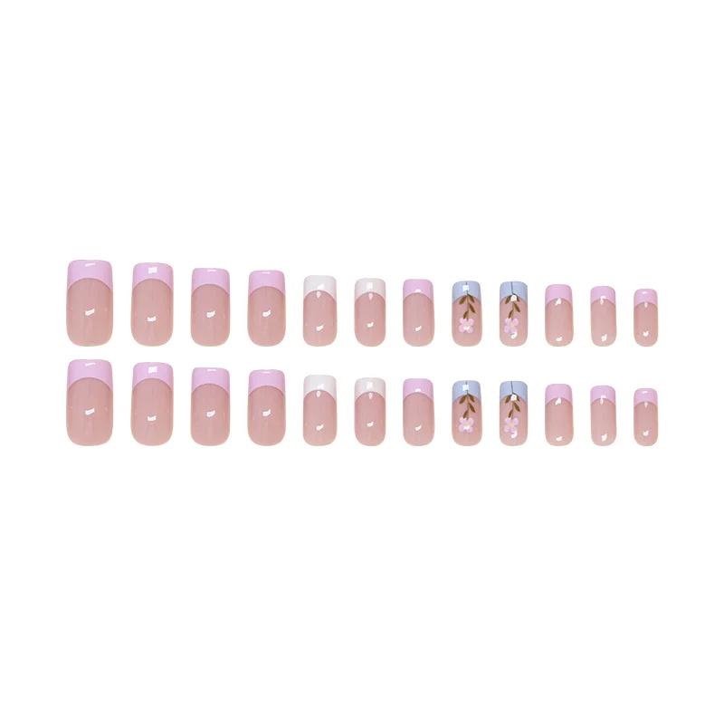 Churchf Churchf Nail Flowers Wear Nail Solid Color Removable Beauty Nail Piece Print Simple Nail Patch 24 Pieces