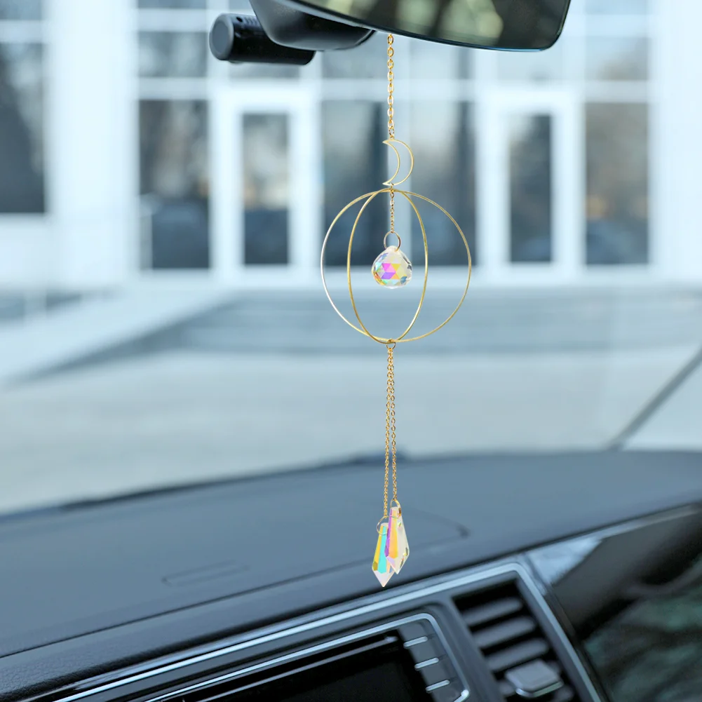 Crystal Suncatcher Ball Iron Ring Hanging Pendant Home Garden Decor (16)