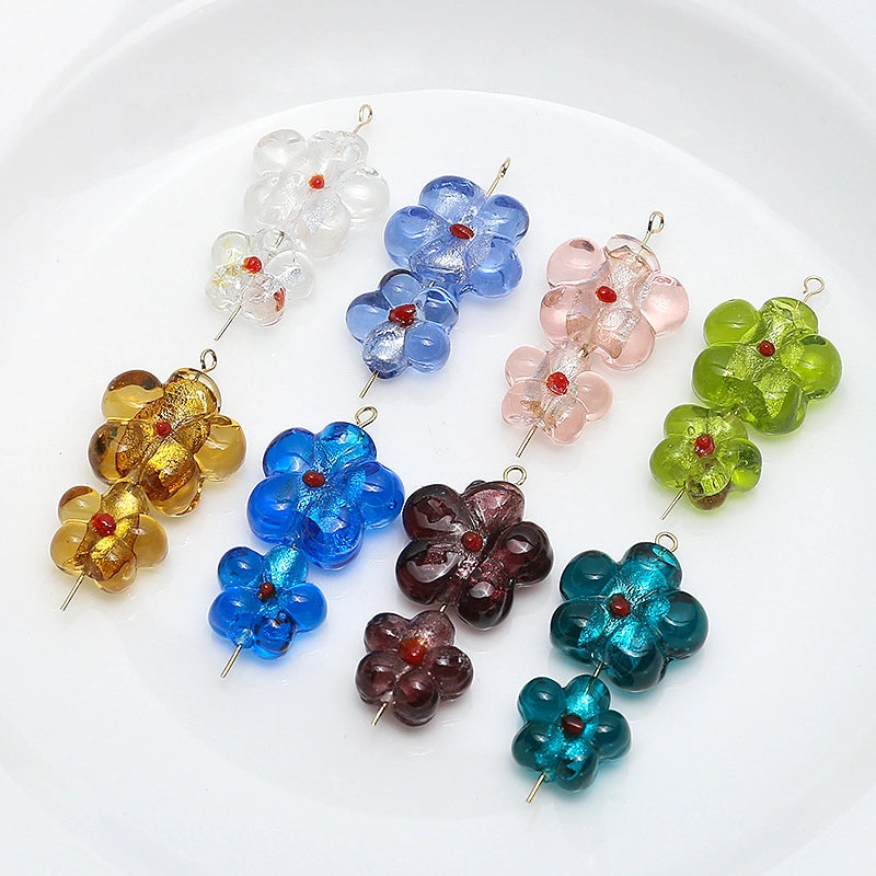 10 PCS/Package 14mm 19mm Glass Flower Jewelry Accessories