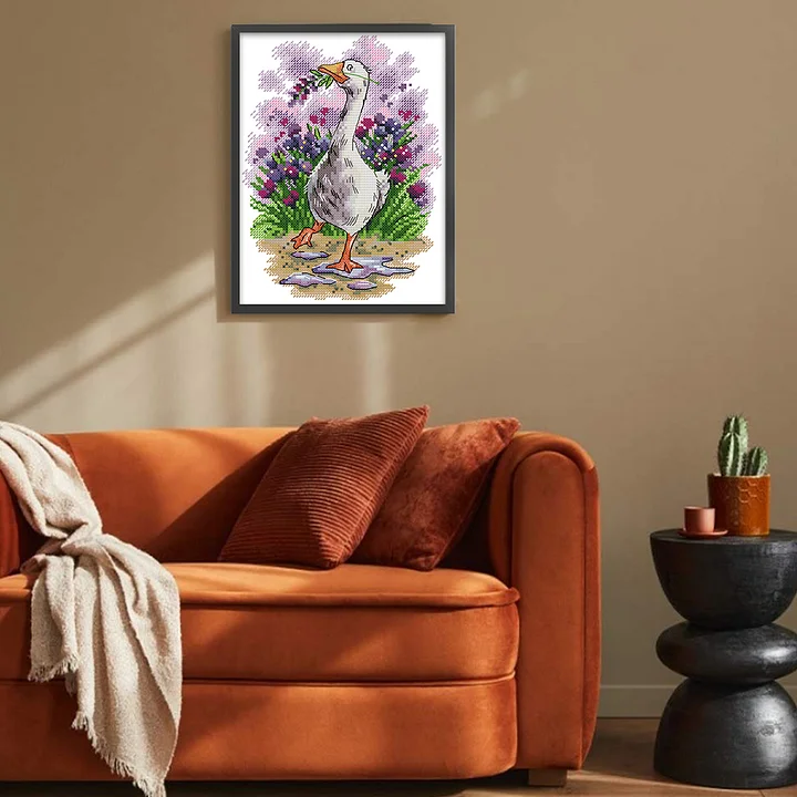 ジュニア　GREEN BROTHERS Joysunday 14CT Stamped Cross Stitch - Summer Lavender Goose