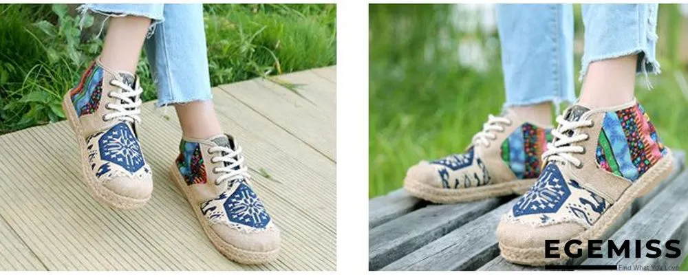 Embroider Shoes Women Ankle Boots Flat Autumn Shoes Comfortable Lace-Up Shoes Flats | EGEMISS