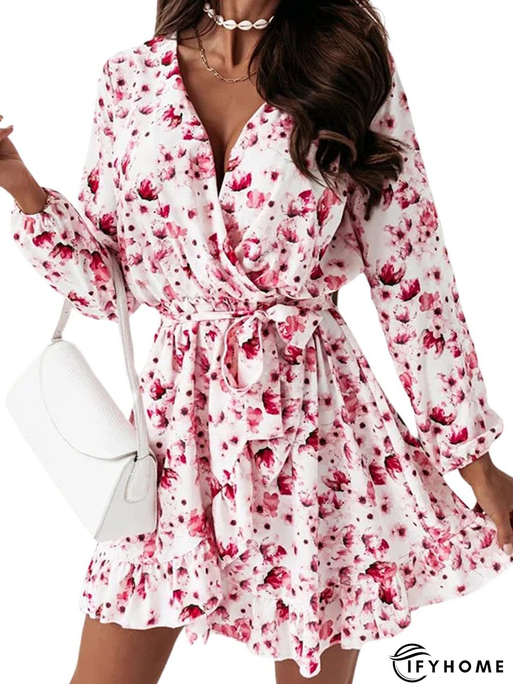 Cross Neck Vacation Floral Dress | IFYHOME