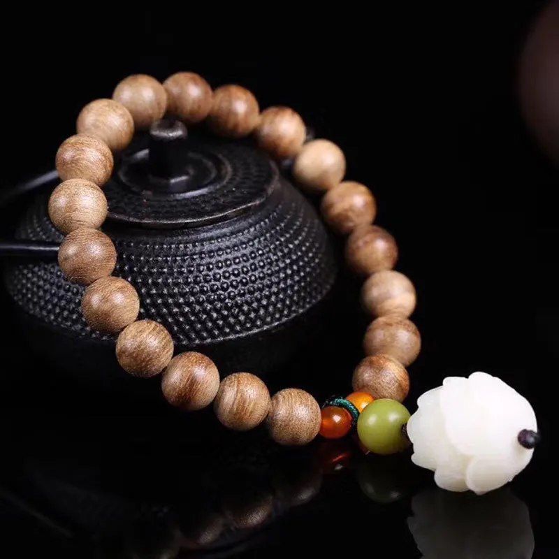 Sandalwood Bead Lotus Healing Bracelet