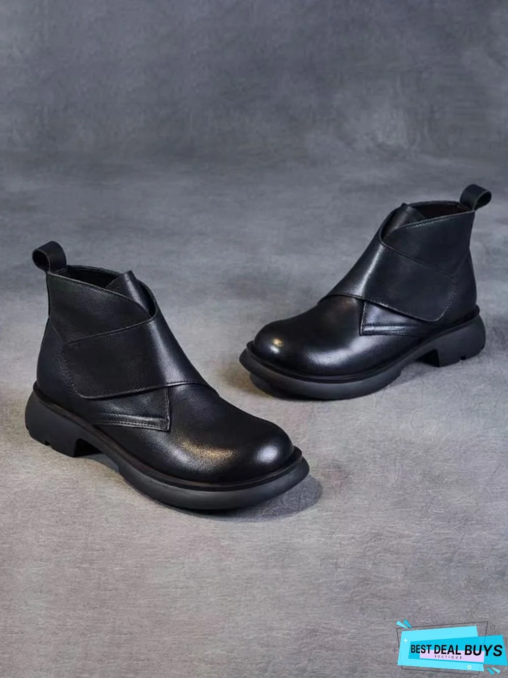 Vintage Hook-and-loop Fastener Combat Boots