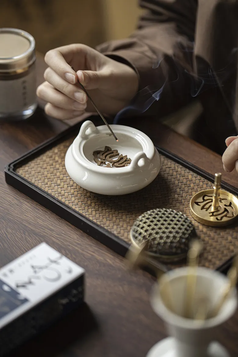 Luxury Zen Incense Burner Set - Elegant White Porcelain Kit