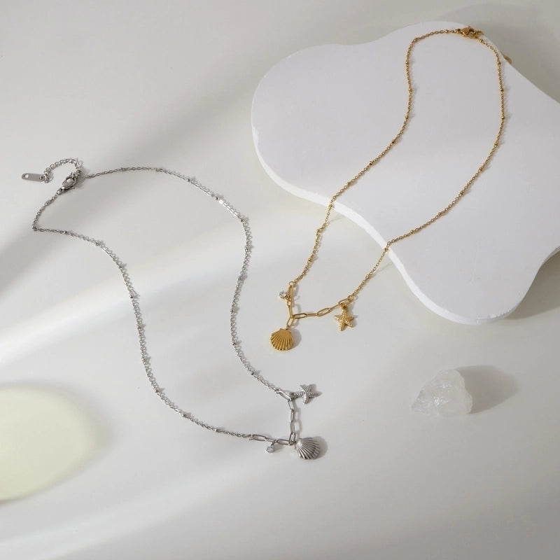 Cute Sweet Minimalist Shell Titanium Steel Pendant Necklace