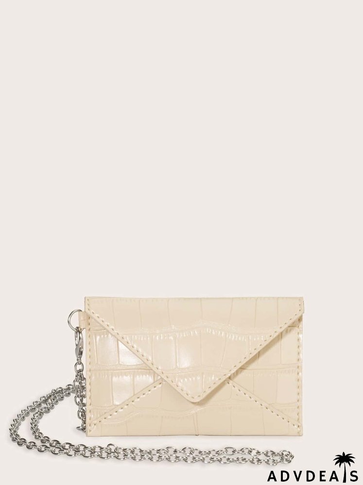 Croc Embossed Chain Purse