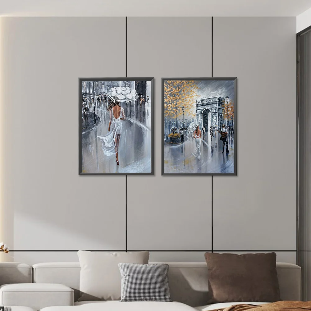 2pcs/Set Diamond Painting - Full Round Drill - Aesthetic Street(Canvas|30*40cm)