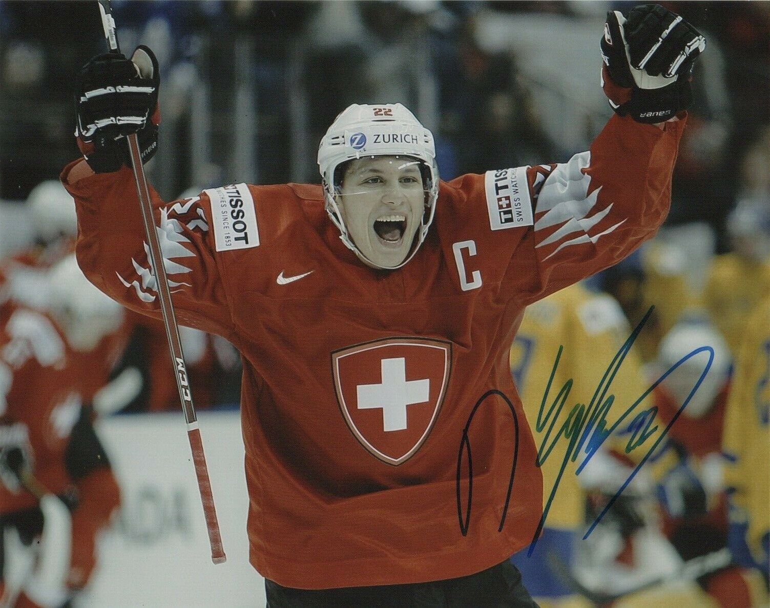 Switzerland Nando Eggenberger Signed Autographed 8x10 NHL Photo Poster painting COA #7